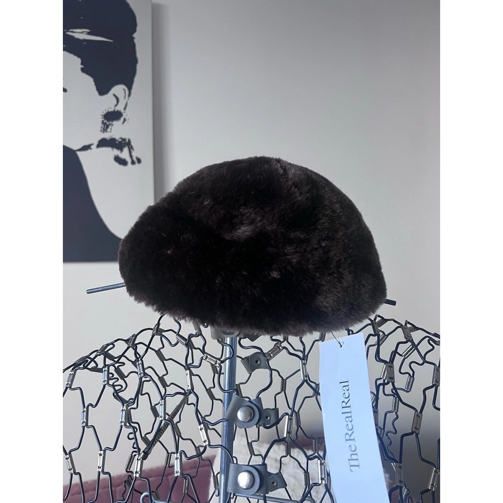Vintage Kaps Faux Fur Pillbox Hat Dark Brown Glenoit Fabric Made in USA